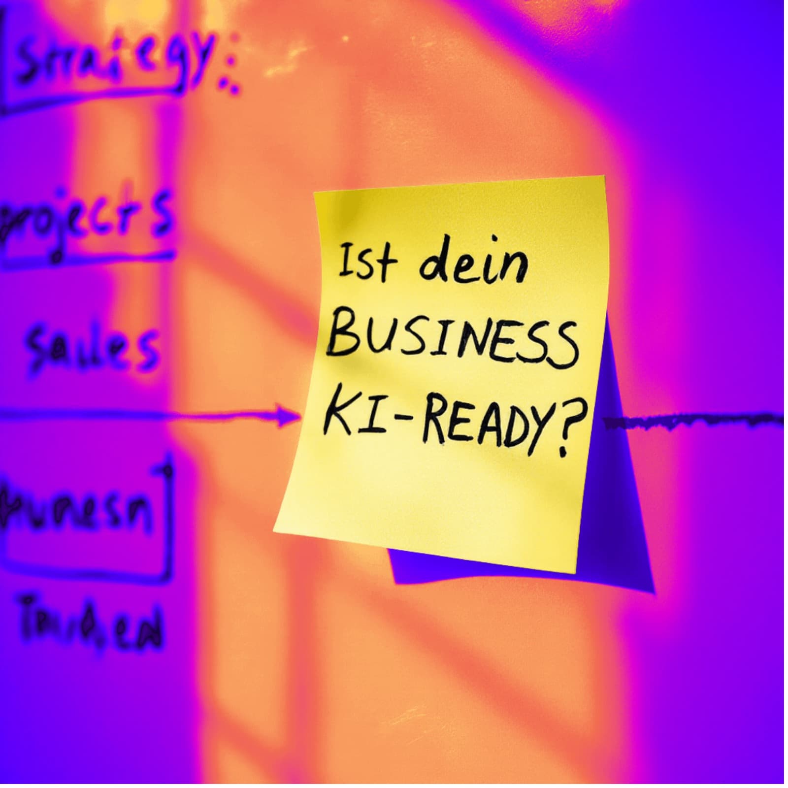 Handgeschriebener Notizzettel mit der Frage: Ist dein Business KI-ready?